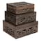 Hello Honey® Espresso Carved Reclaimed & Mango Wood Nesting Boxes Set